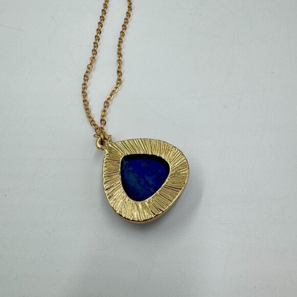 Charming Charlie Gold Tone Fashion Necklace w/Lapis Lazuli Teardrop Pendant - Picture 7 of 16
